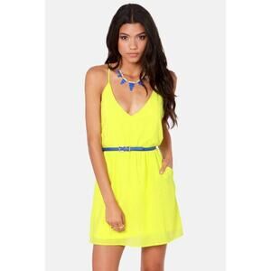 Very J for Lulus Yellow Mini Dress Flowy Grecian Sundress NWT